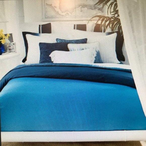NEW RALPH LAUREN OMBRE BLUE ABSTRACT FULL QUEEN DUVET COMFORTER COVER